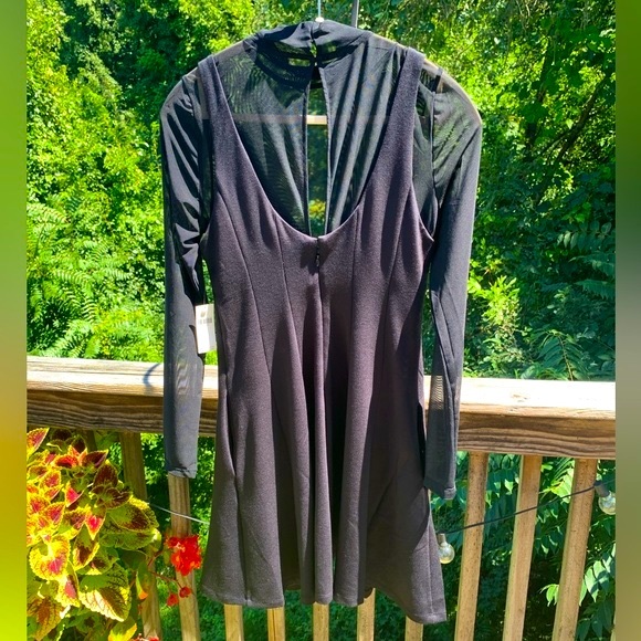 nwt ANTHROPOLOGIE | Maeve Layered Sheer Mini Dress | Little Black Dress | Small - Picture 11 of 13